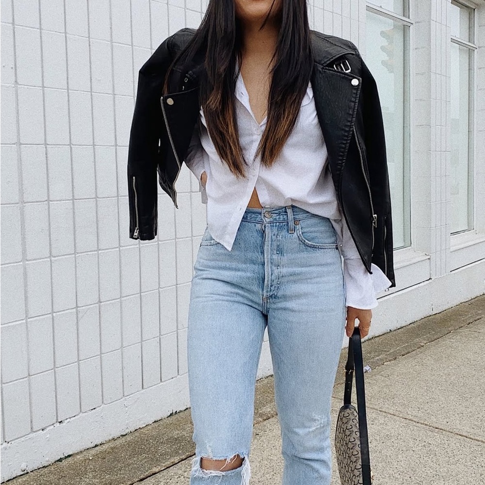 Topshop Vegan Leather Moto Jacket